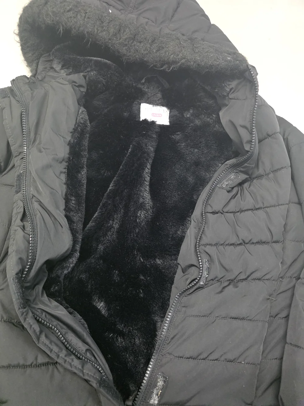 The Children's Place Girls Black Hooded Puffer Jacket Full Zip Insulated Girl's